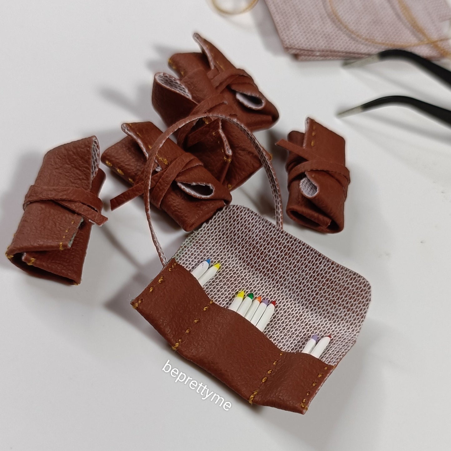 Miniature Leather Pencil Case 1:16 scale