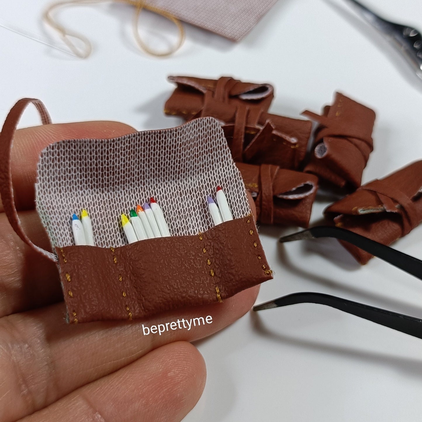 Miniature Leather Pencil Case 1:16 scale