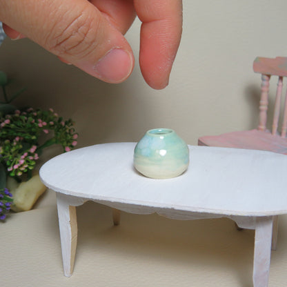 Handmade Miniature Pottery Vase. White. Hand thrown Miniature Ceramic. Beautiful Miniature Collectibles, Dollhouse