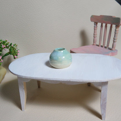 Handmade Miniature Pottery Vase. White. Hand thrown Miniature Ceramic. Beautiful Miniature Collectibles, Dollhouse