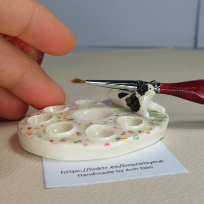 Handmade Pottery Paint Palette. Cute Puppy 3. Ceramic Paint Dish. Beautiful Collectibles. Handbuilt Pottery. Special Gift.