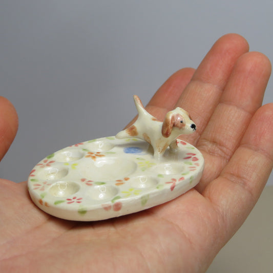 Handmade Pottery Paint Palette. Puppy When Nature Calls. Ceramic Paint Dish. Beautiful Collectibles. Handbuilt Pottery. Special Gift.