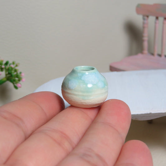 Handmade Miniature Pottery Vase. White. Hand thrown Miniature Ceramic. Beautiful Miniature Collectibles, Dollhouse