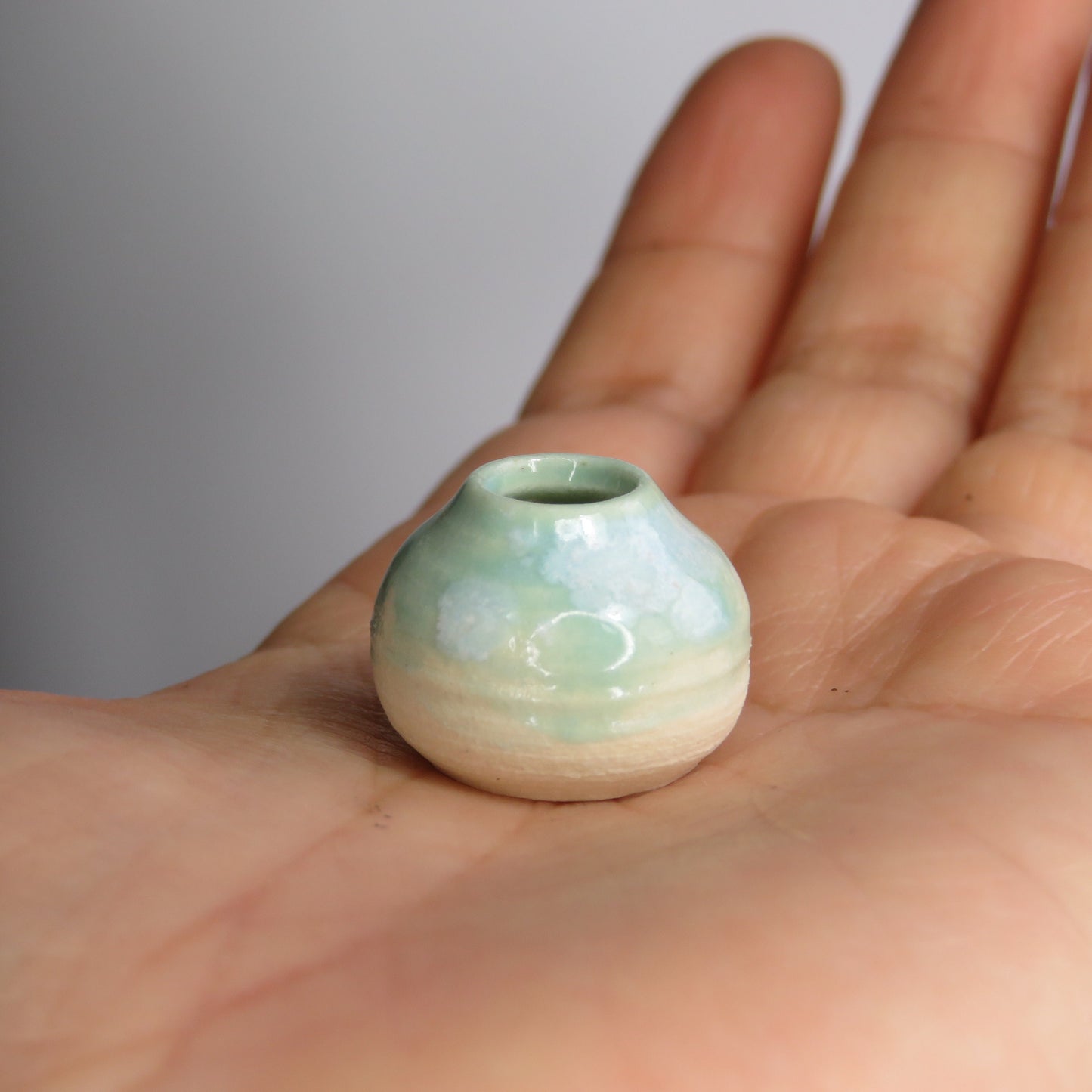 Handmade Miniature Pottery Vase. White. Hand thrown Miniature Ceramic. Beautiful Miniature Collectibles, Dollhouse