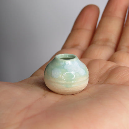 Handmade Miniature Pottery Vase. White. Hand thrown Miniature Ceramic. Beautiful Miniature Collectibles, Dollhouse