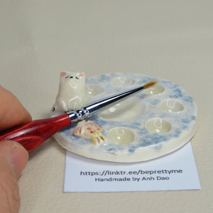 Handmade Pottery Paint Palette. Polar Bear on Frozen Sea. Ceramic Paint Dish. Beautiful Collectibles. Handbuilt Pottery. Special Gift.