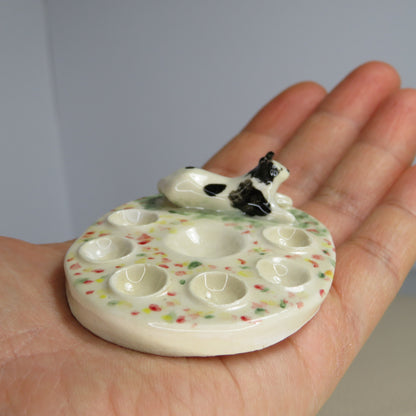Handmade Pottery Paint Palette. Cute Puppy 3. Ceramic Paint Dish. Beautiful Collectibles. Handbuilt Pottery. Special Gift.