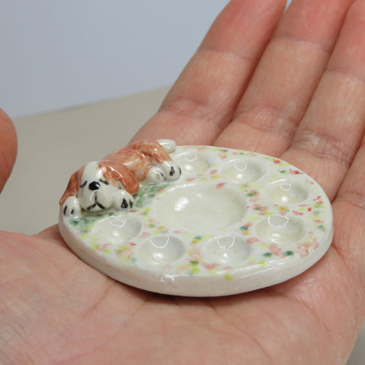 Handmade Pottery Paint Palette. Cute Puppy 1. Ceramic Paint Dish. Beautiful Collectibles. Handbuilt Pottery. Special Gift.