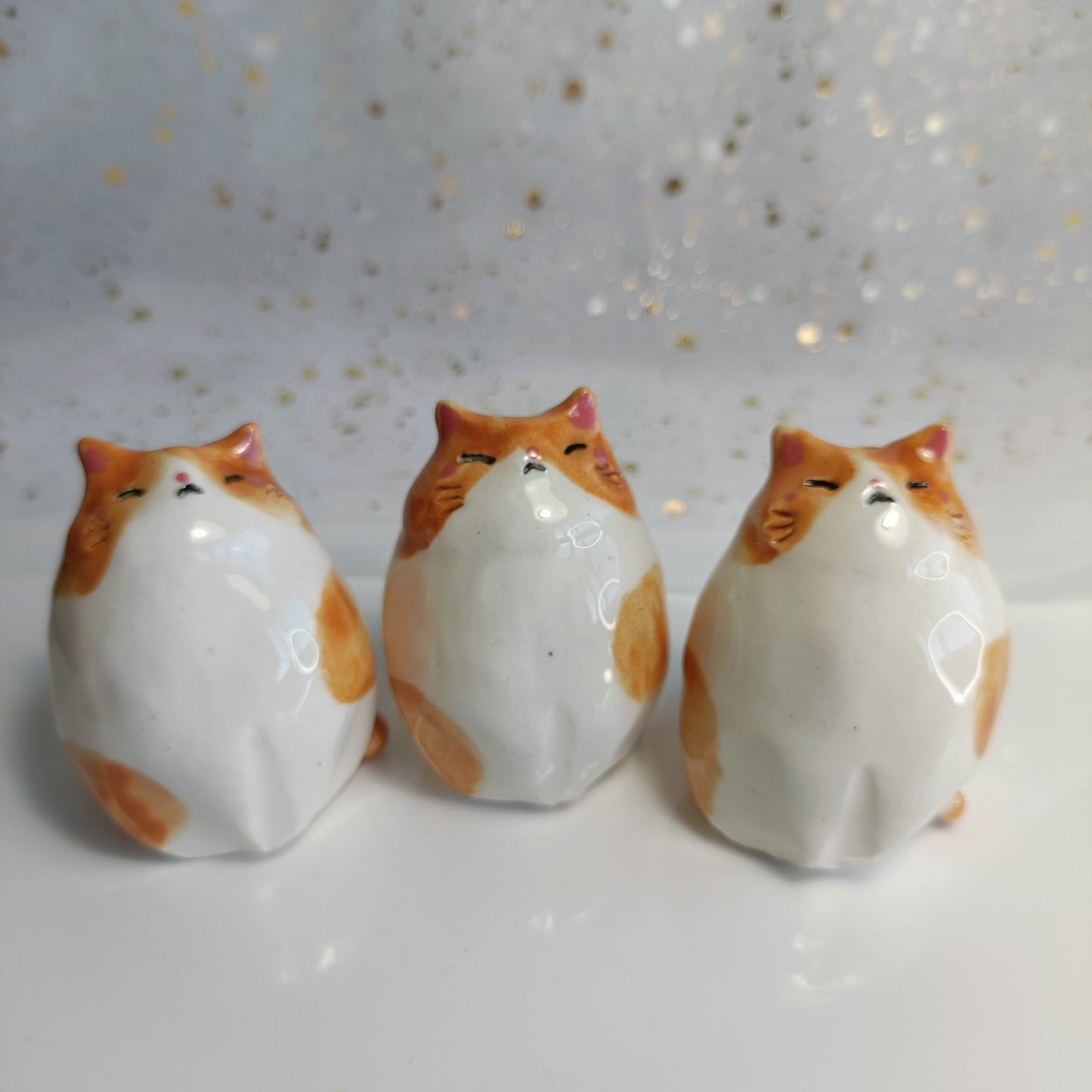 Chonky Cat Ceramic Bud Vases. Orange and White Cat. Dried Flowers Vase. Incense Dish. Handmade Pottery. Beautiful Collectibles
