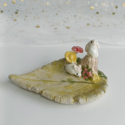 Little Bunny Ceramic Trinket Dish. Incense Dish. Handmade Pottery. Beautiful Collectibles. Special Gift for Loved Ones