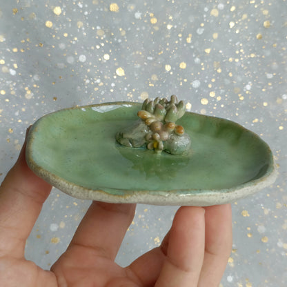 Succulent Ceramic Trinket Dish. Incense Dish. Handmade Pottery. Beautiful Collectibles. Special Gift for Loved Ones