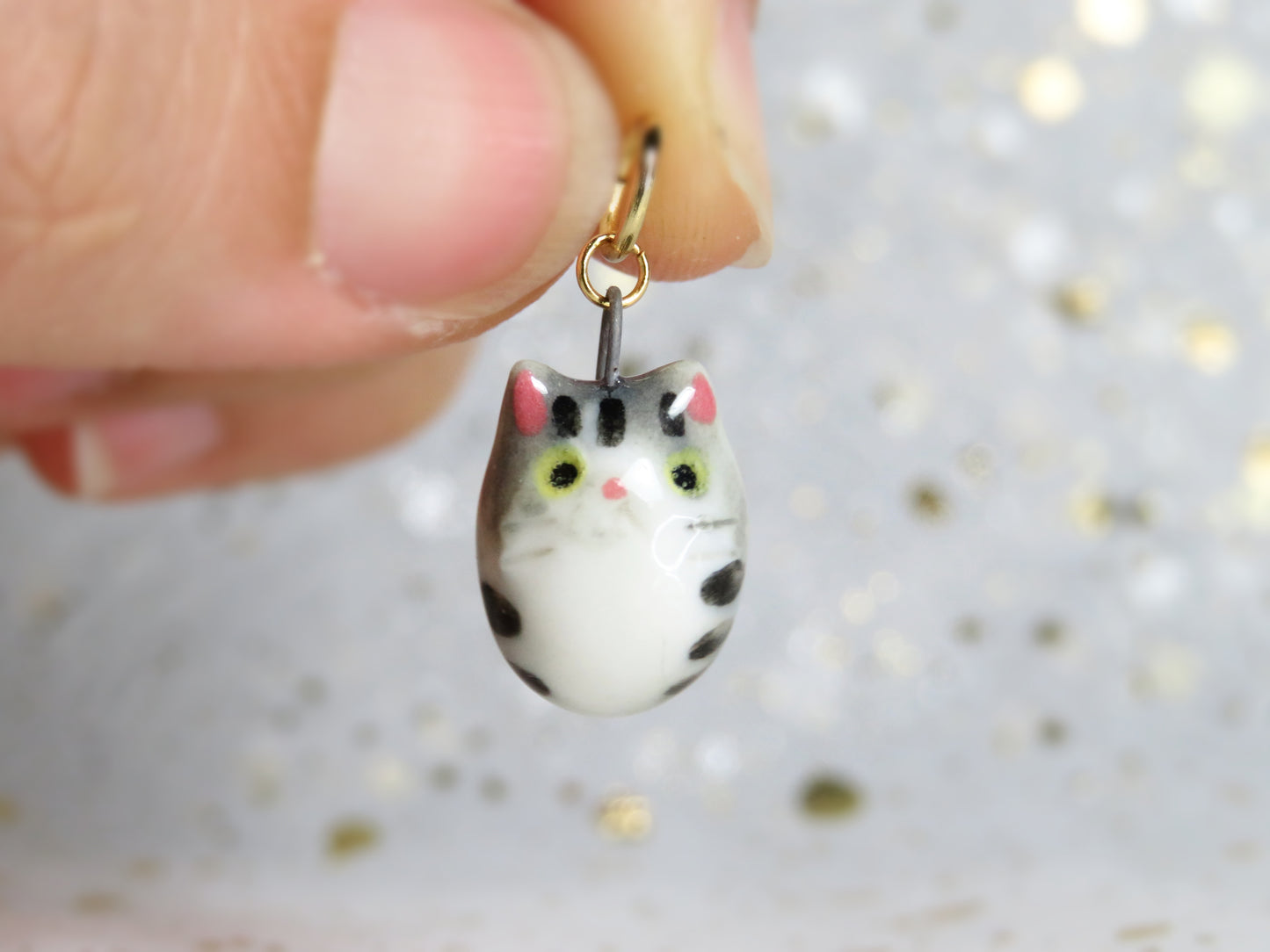 Ceramic Tiny Cat Charm. Charm Only. Necklace Pendants. Porcelain Jewellery. Beautiful Miniature Collectibles