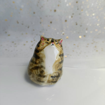 Chonky Cat Ceramic Bud Vases. Calico Cat. Dried Flowers Vase. Incense Dish. Handmade Pottery. Beautiful Collectibles
