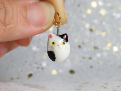 Ceramic Tiny Cat Charm. Charm Only. Necklace Pendants. Porcelain Jewellery. Beautiful Miniature Collectibles