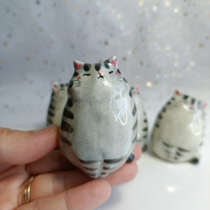 Chonky Cat Ceramic Bud Vases. Gray Cat. Dried Flowers Vase. Incense Dish. Handmade Pottery. Beautiful Collectibles