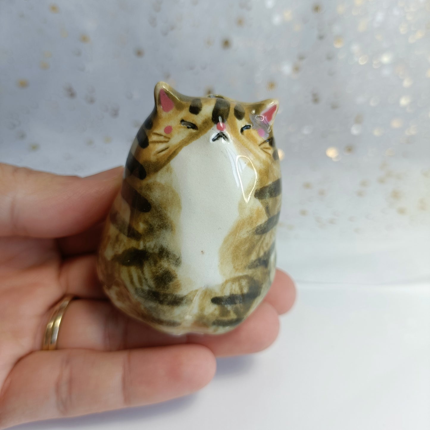 Chonky Cat Ceramic Bud Vases. Calico Cat. Dried Flowers Vase. Incense Dish. Handmade Pottery. Beautiful Collectibles