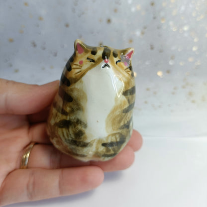 Chonky Cat Ceramic Bud Vases. Calico Cat. Dried Flowers Vase. Incense Dish. Handmade Pottery. Beautiful Collectibles
