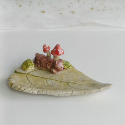 Resting Brown Bear Trinket Dish. Incense Dish. Handmade Pottery. Beautiful Collectibles. Special Gift for Loved Ones