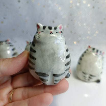 Chonky Cat Ceramic Bud Vases. Gray Cat. Dried Flowers Vase. Incense Dish. Handmade Pottery. Beautiful Collectibles