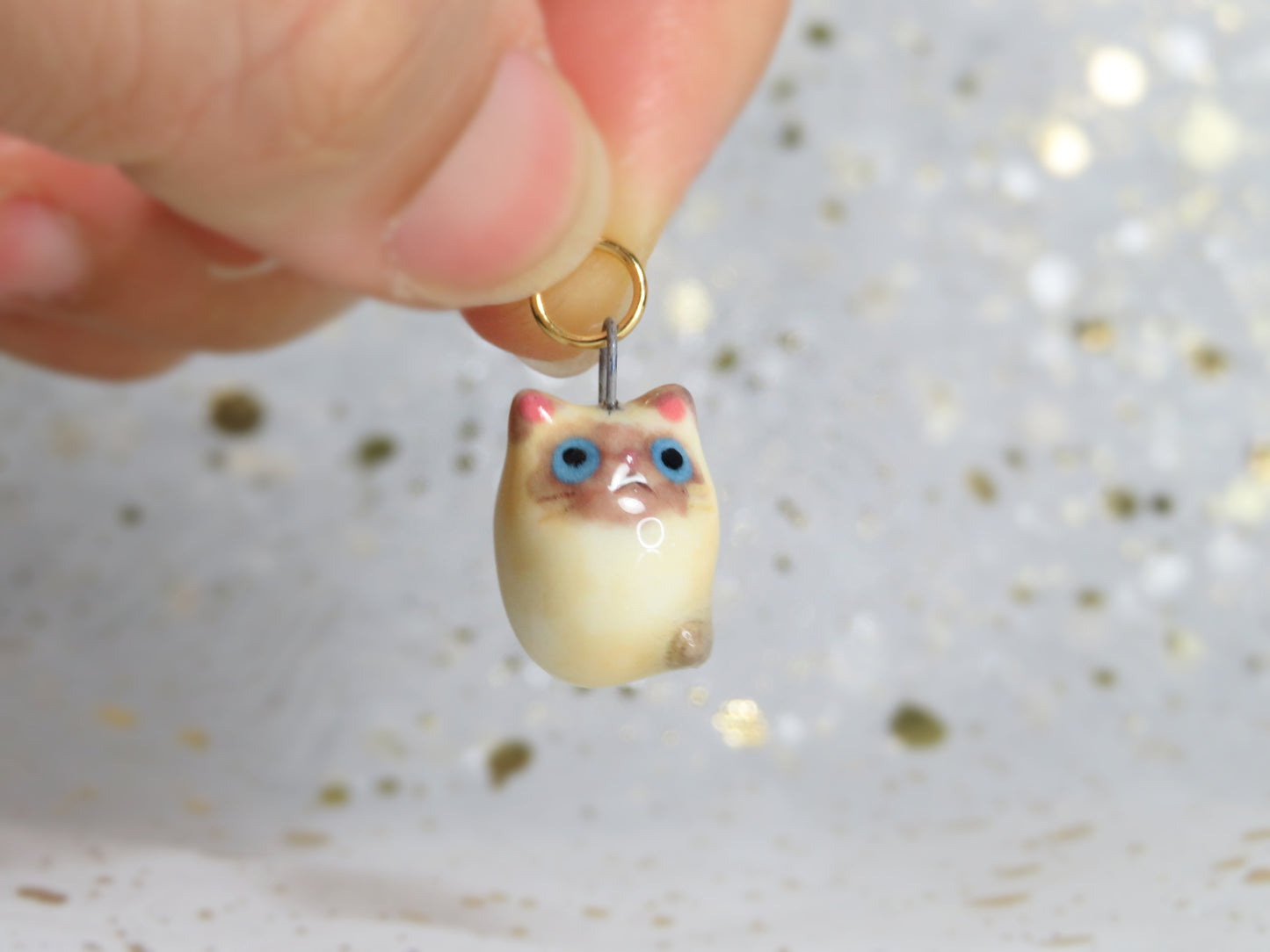 Ceramic Tiny Cat Charm. Charm Only. Necklace Pendants. Porcelain Jewellery. Beautiful Miniature Collectibles