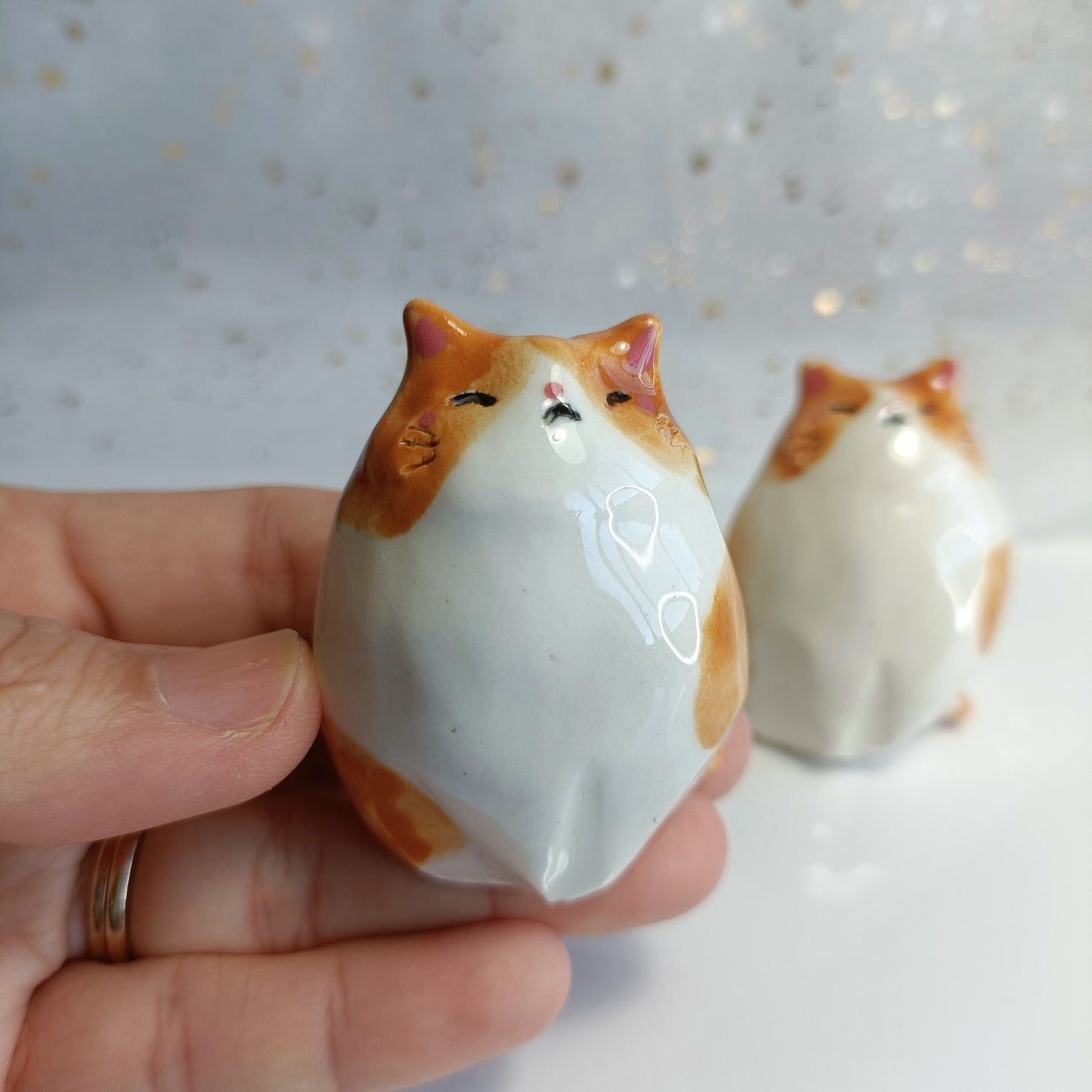 Chonky Cat Ceramic Bud Vases. Orange and White Cat. Dried Flowers Vase. Incense Dish. Handmade Pottery. Beautiful Collectibles