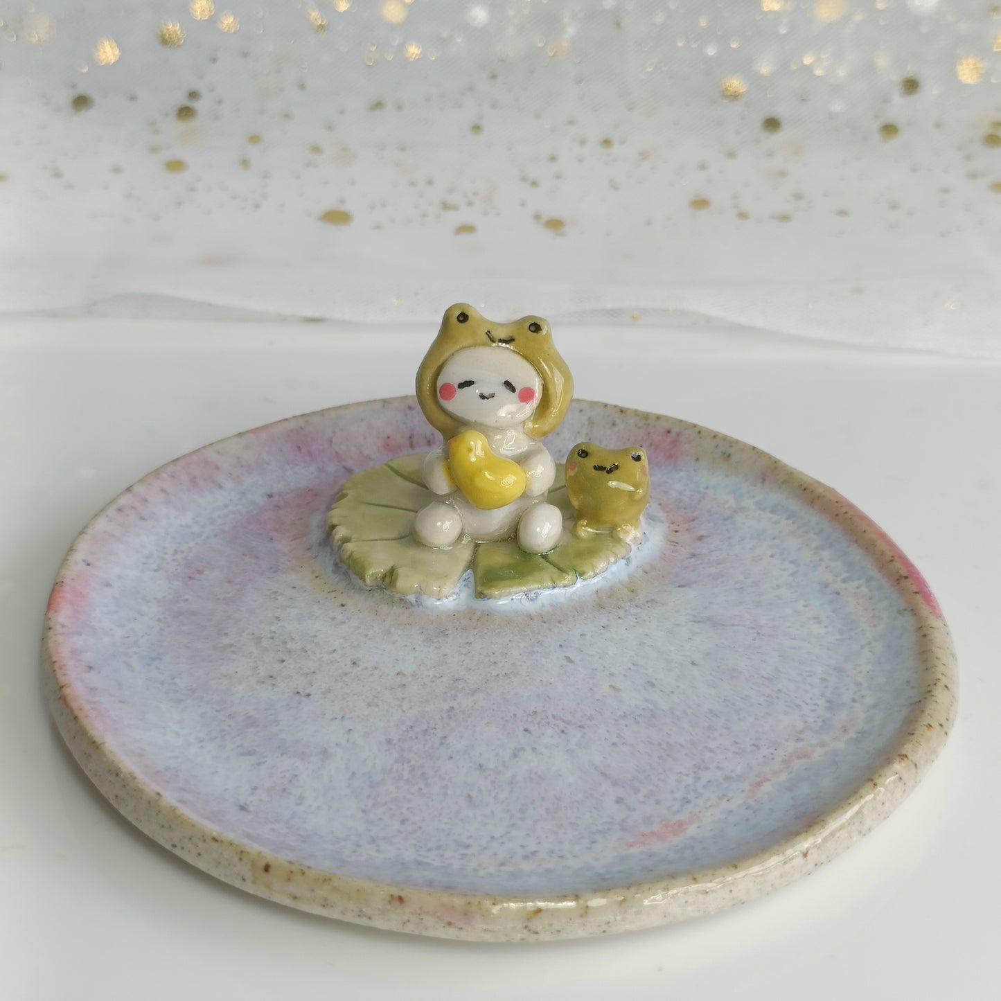 Frog Buddy Ceramic Trinket Dish. Incense Dish. Handmade Pottery. Beautiful Collectibles. Special Gift for Loved Ones