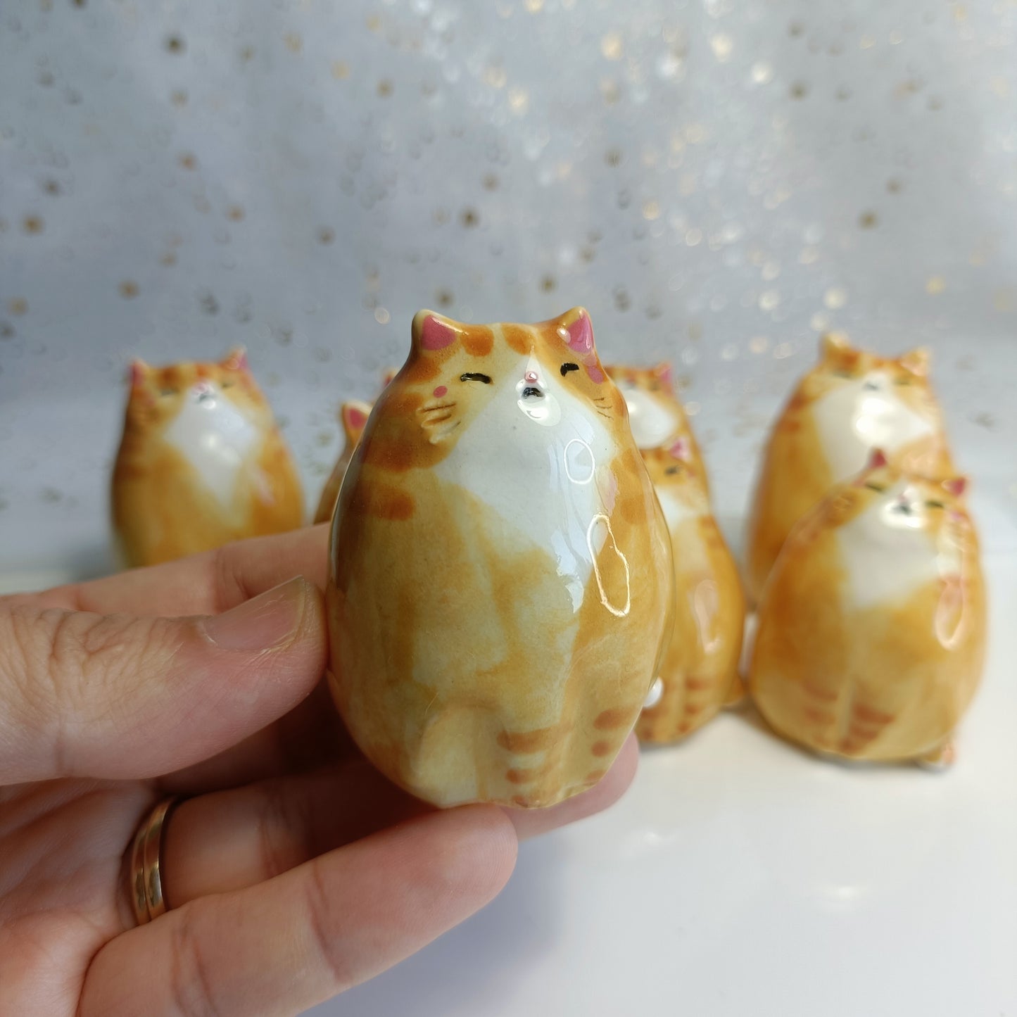 Chonky Cat Ceramic Bud Vases. Orange Cat. Dried Flowers Vase. Incense Dish. Handmade Pottery. Beautiful Collectibles