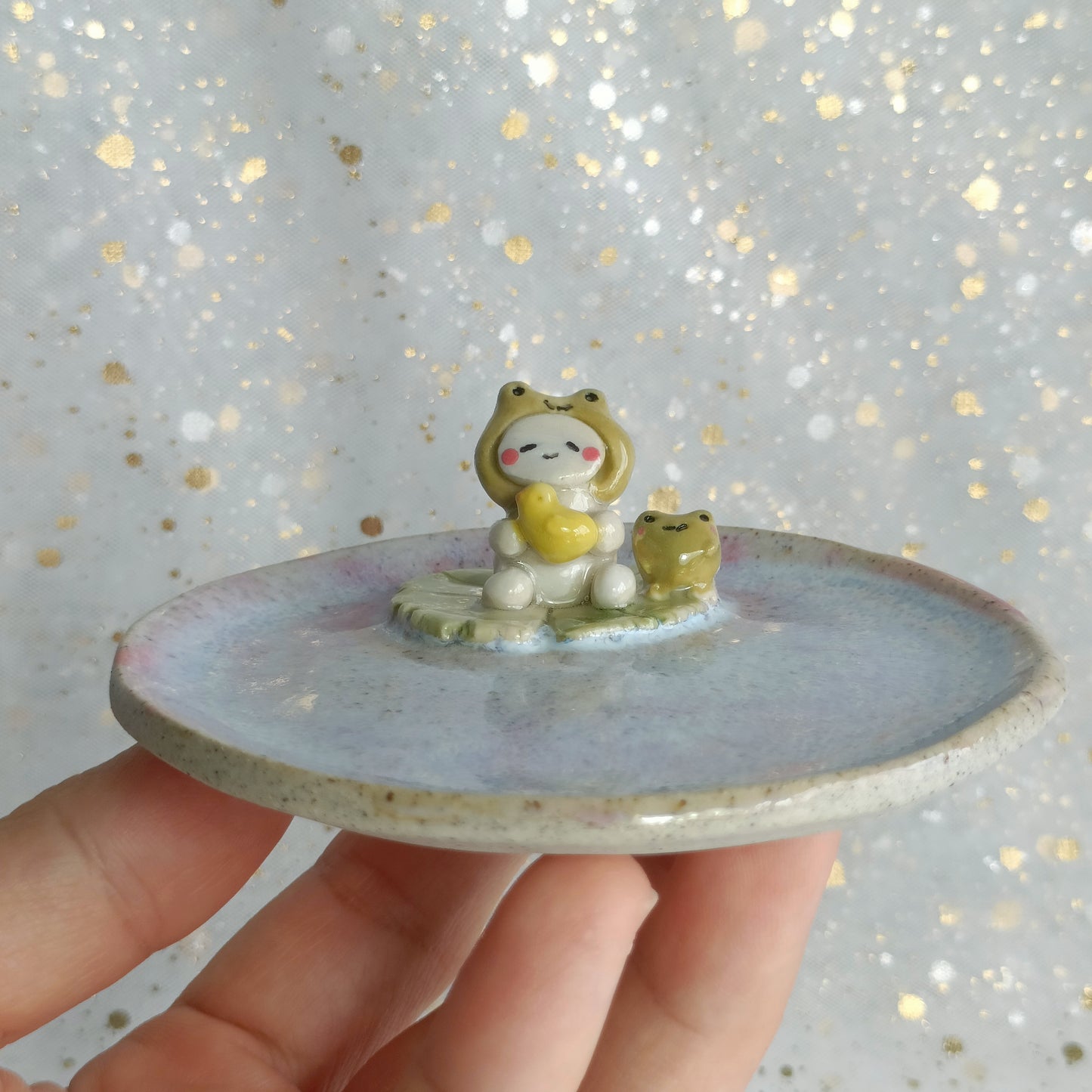 Frog Buddy Ceramic Trinket Dish. Incense Dish. Handmade Pottery. Beautiful Collectibles. Special Gift for Loved Ones