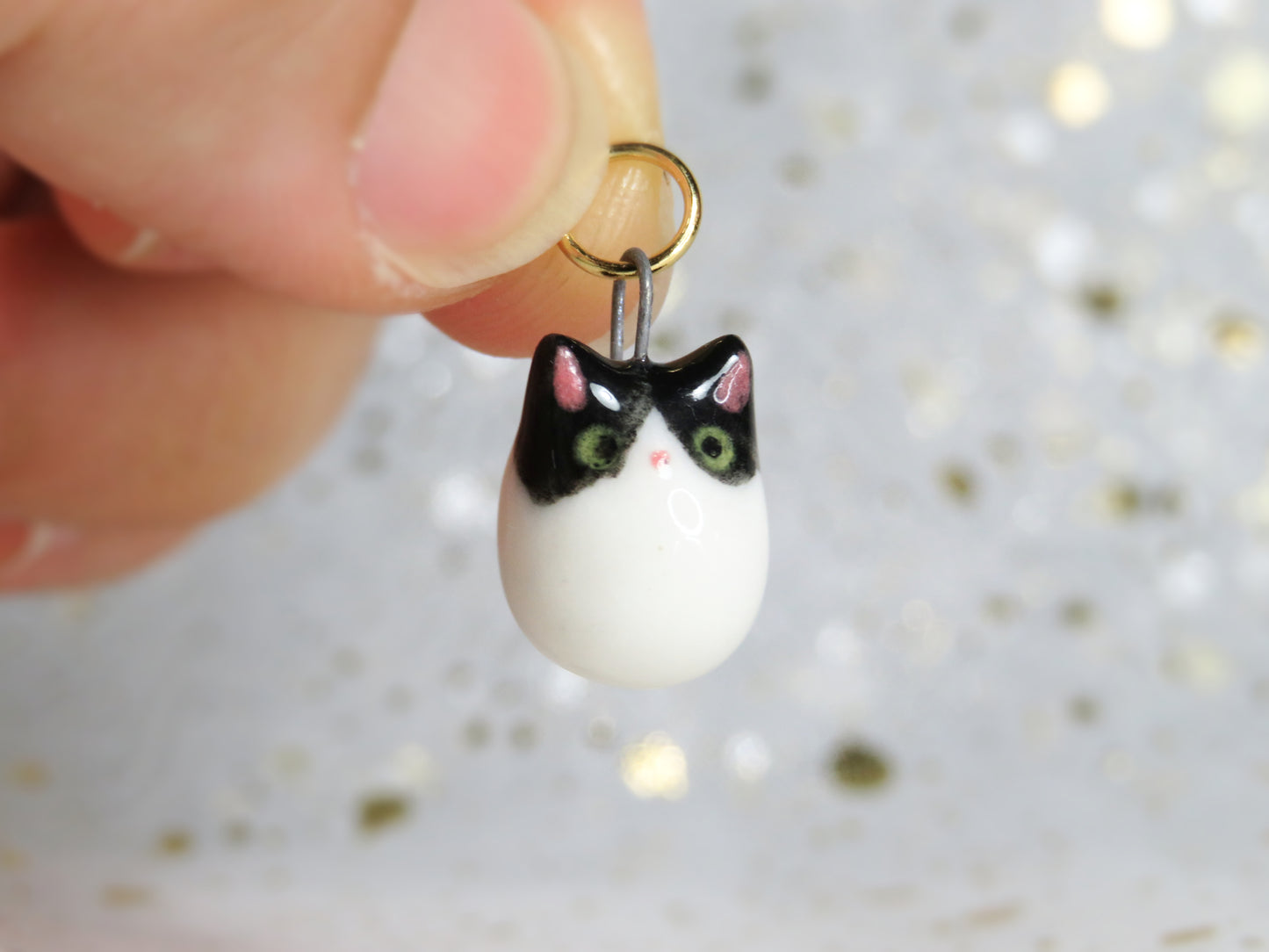 Ceramic Tiny Cat Charm. Charm Only. Necklace Pendants. Porcelain Jewellery. Beautiful Miniature Collectibles