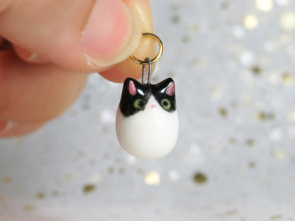 Ceramic Tiny Cat Charm. Charm Only. Necklace Pendants. Porcelain Jewellery. Beautiful Miniature Collectibles