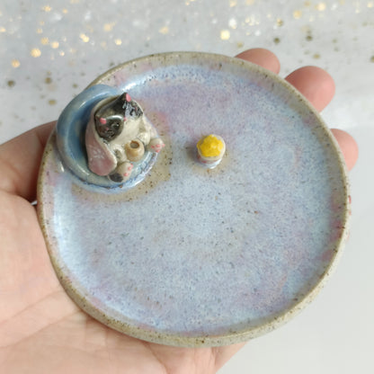 Cosy Movie Night with Popcorn Ceramic Trinket Dish. Incense Dish. Handmade Pottery. Beautiful Collectibles. Special Gift for Loved Ones