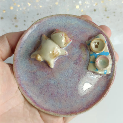 Lazy Cat Ceramic Trinket Dish. Incense Dish. Handmade Pottery. Beautiful Collectibles. Special Gift for Loved Ones