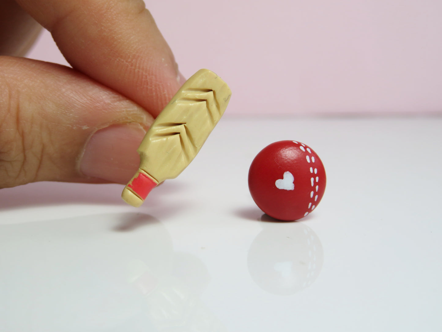 Cricket Love Stud Earrings. Cricket Bat and Ball Earrings. Gift for Cricket Mum/ Cricket Fan. Handmade Polymer Clay.