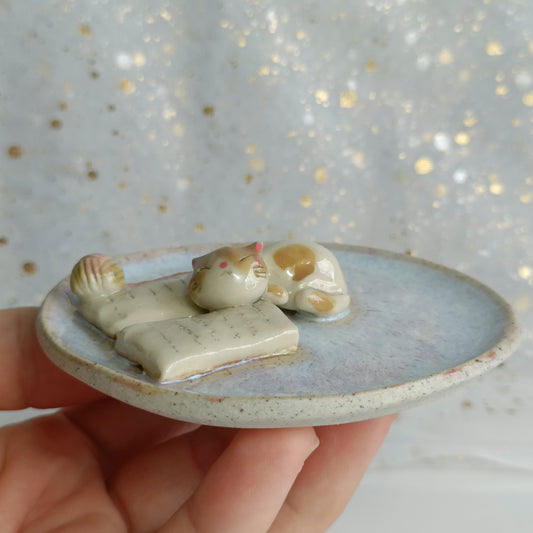 A Good Book Ceramic Trinket Dish. Incense Dish. Handmade Pottery. Beautiful Collectibles. Special Gift for Loved Ones