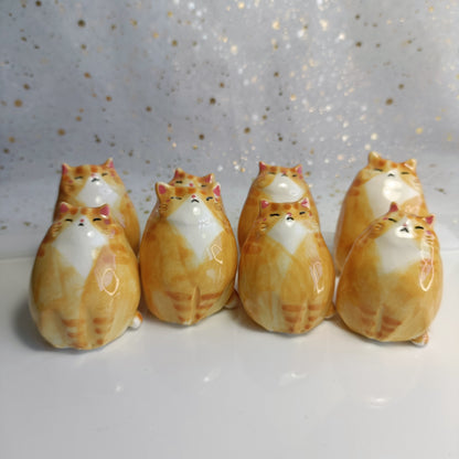 Chonky Cat Ceramic Bud Vases. Orange Cat. Dried Flowers Vase. Incense Dish. Handmade Pottery. Beautiful Collectibles
