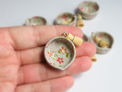Ceramic Matcha Bowl Pendants. Green Tea Jewellery. Matcha Bowl Charms. Gift for Matcha Fan. Beautiful Miniature Collectibles