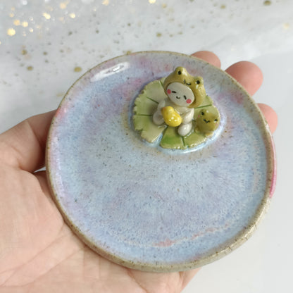 Frog Buddy Ceramic Trinket Dish. Incense Dish. Handmade Pottery. Beautiful Collectibles. Special Gift for Loved Ones