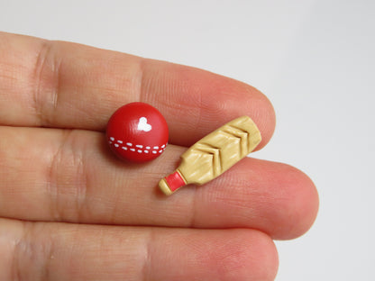 Cricket Love Stud Earrings. Cricket Bat and Ball Earrings. Gift for Cricket Mum/ Cricket Fan. Handmade Polymer Clay.