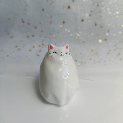 Chonky Cat Ceramic Bud Vases. White Cat. Dried Flowers Vase. Incense Dish. Handmade Pottery. Beautiful Collectibles