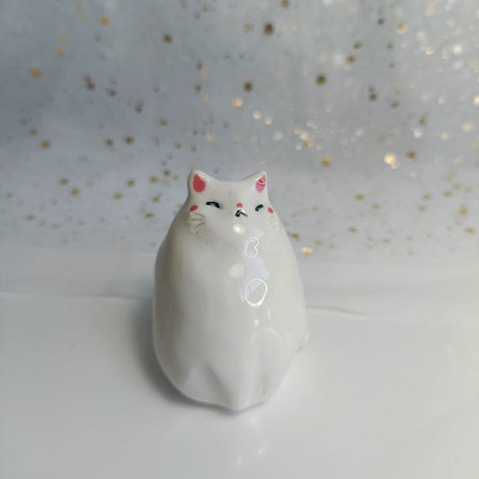 Chonky Cat Ceramic Bud Vases. White Cat. Dried Flowers Vase. Incense Dish. Handmade Pottery. Beautiful Collectibles