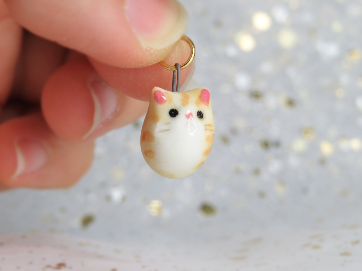 Ceramic Tiny Cat Charm. Charm Only. Necklace Pendants. Porcelain Jewellery. Beautiful Miniature Collectibles