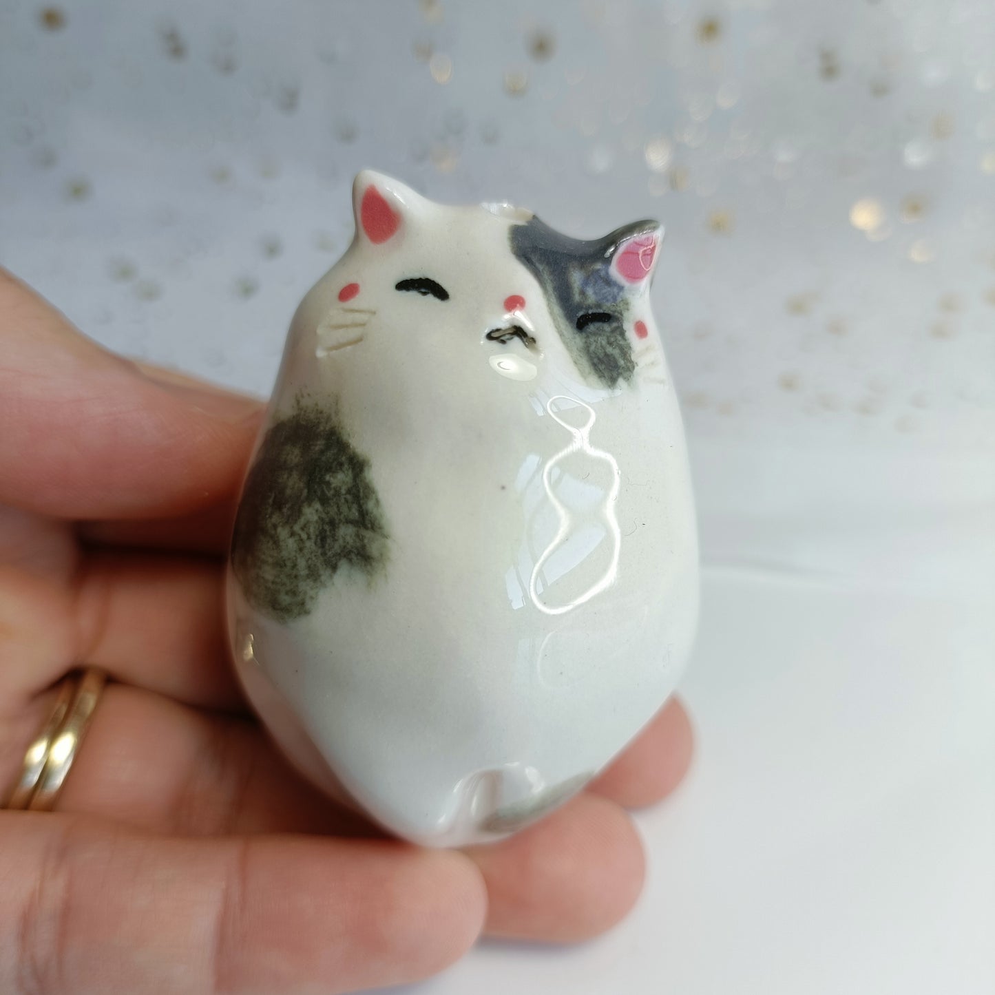 Chonky Cat Ceramic Bud Vases. Gray and White Cat. Dried Flowers Vase. Incense Dish. Handmade Pottery. Beautiful Collectibles