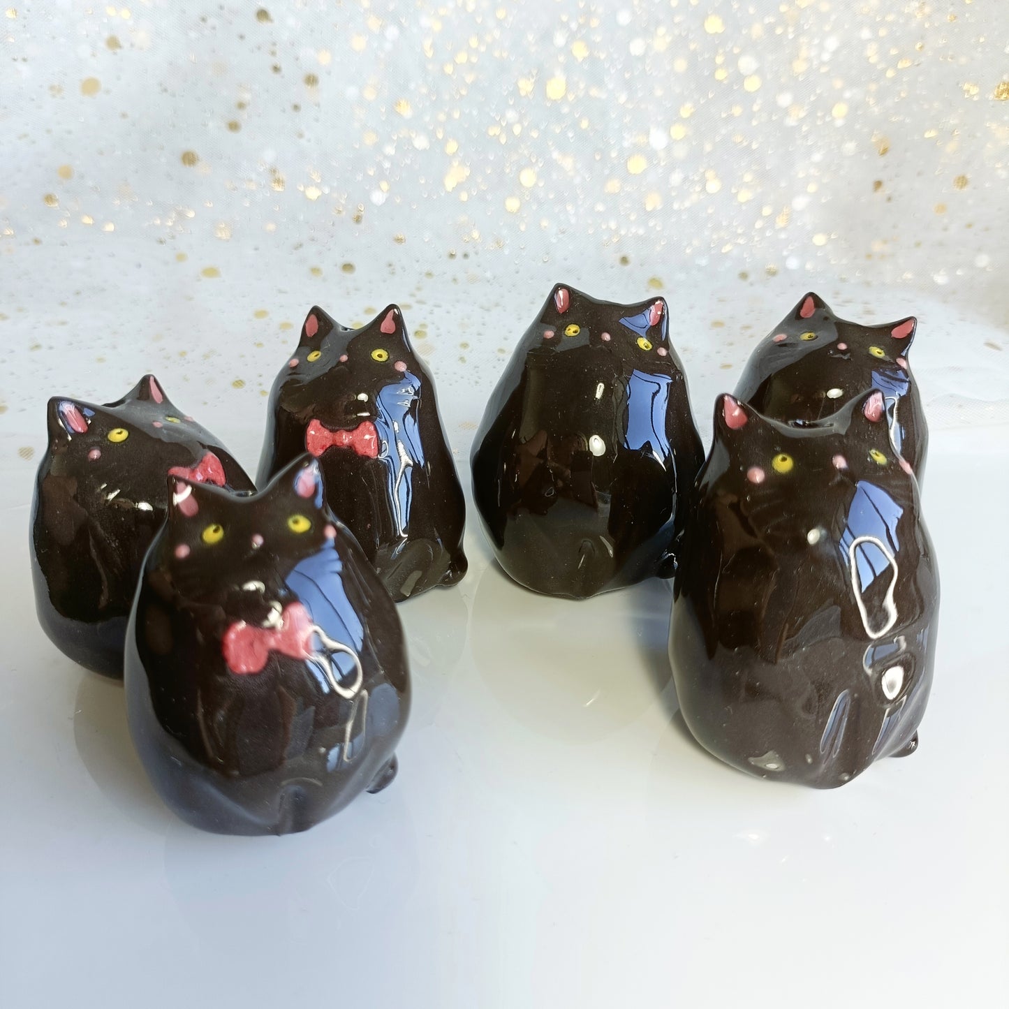 Chonky Cat Ceramic Bud Vases. Black Cat. Dried Flowers Vase. Incense Dish. Handmade Pottery. Beautiful Collectibles.