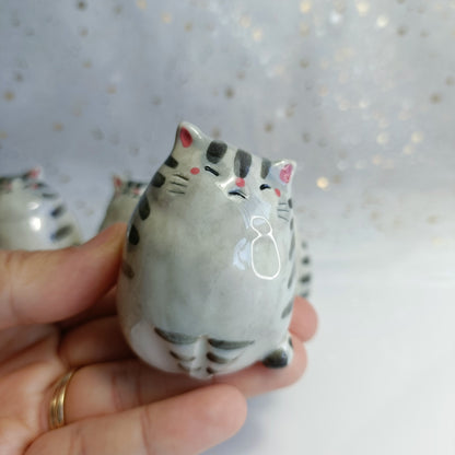 Chonky Cat Ceramic Bud Vases. Gray Cat. Dried Flowers Vase. Incense Dish. Handmade Pottery. Beautiful Collectibles