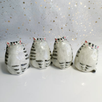 Chonky Cat Ceramic Bud Vases. Gray Cat. Dried Flowers Vase. Incense Dish. Handmade Pottery. Beautiful Collectibles