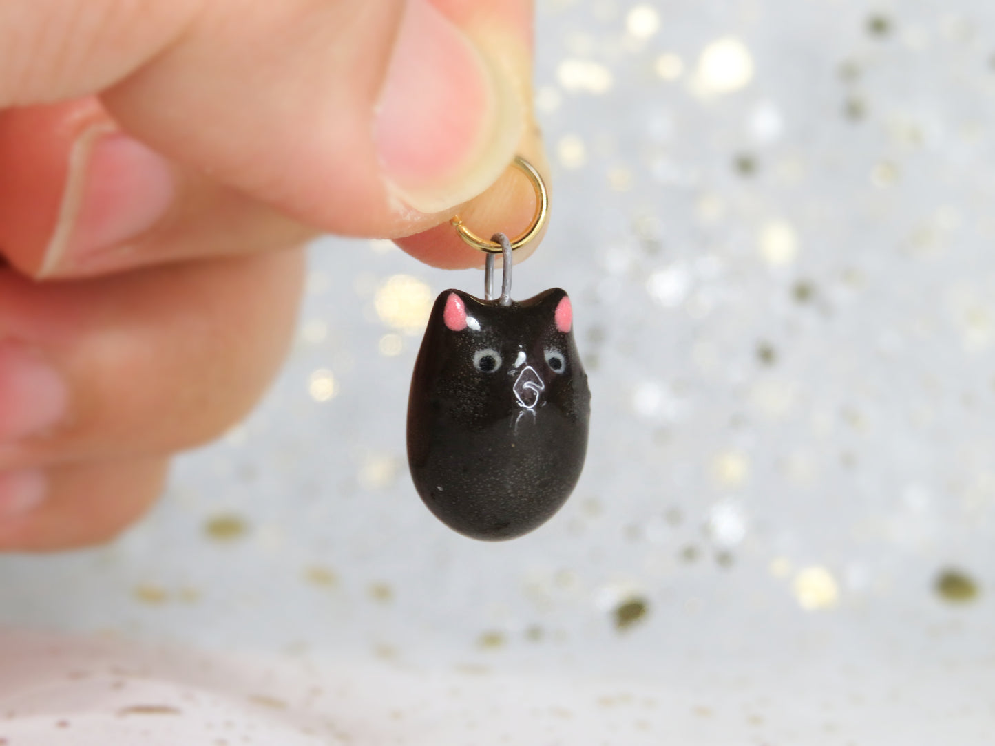 Ceramic Tiny Cat Charm. Charm Only. Necklace Pendants. Porcelain Jewellery. Beautiful Miniature Collectibles