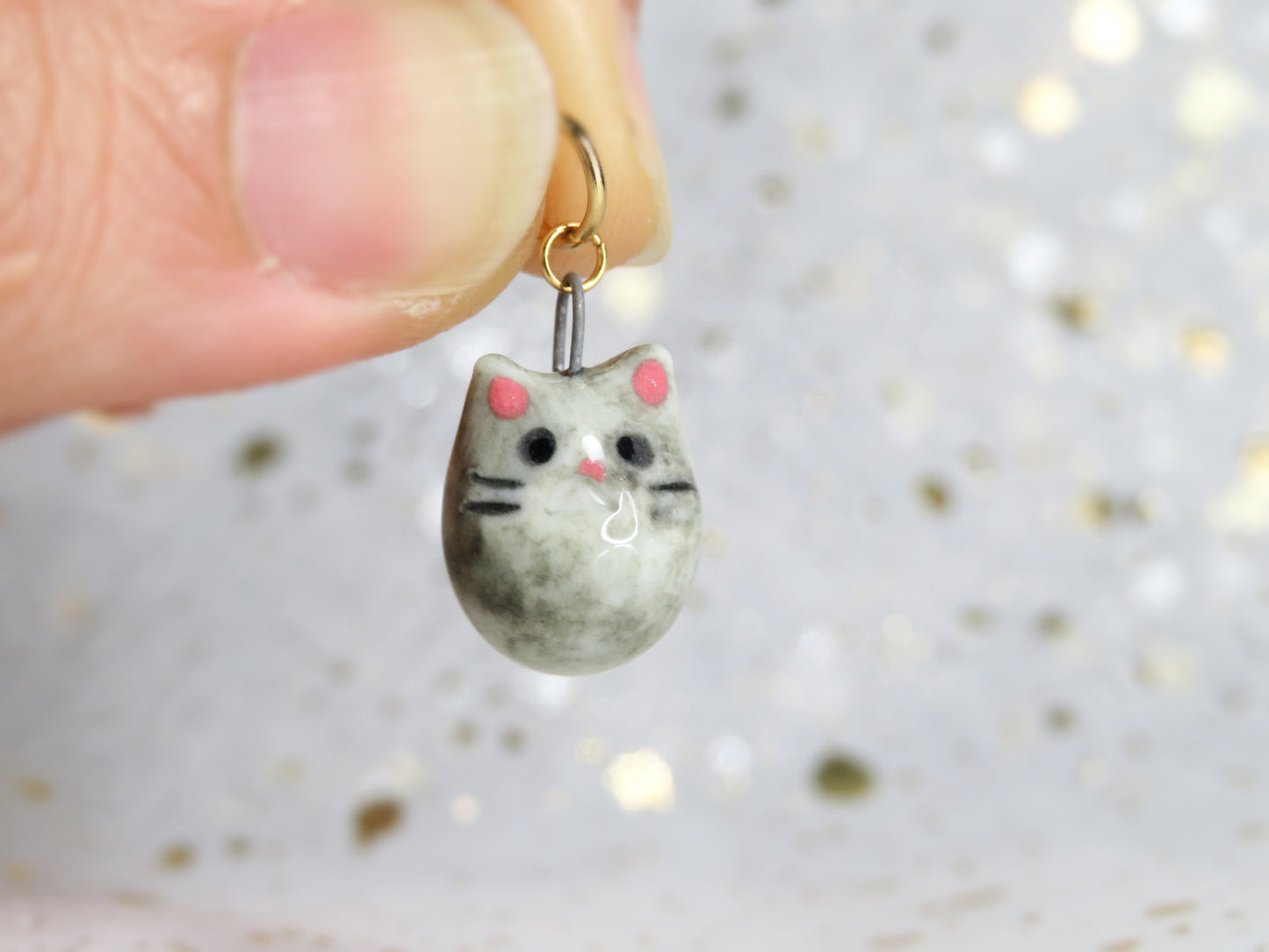 Ceramic Tiny Cat Charm. Charm Only. Necklace Pendants. Porcelain Jewellery. Beautiful Miniature Collectibles