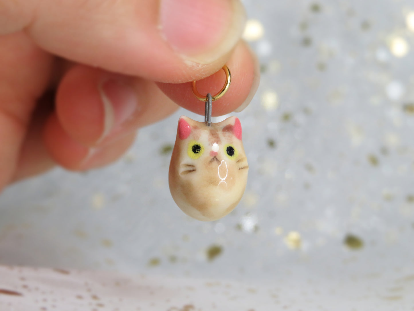 Ceramic Tiny Cat Charm. Charm Only. Necklace Pendants. Porcelain Jewellery. Beautiful Miniature Collectibles