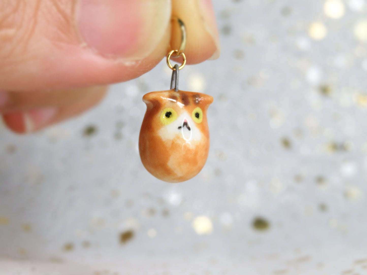Ceramic Tiny Cat Charm. Charm Only. Necklace Pendants. Porcelain Jewellery. Beautiful Miniature Collectibles